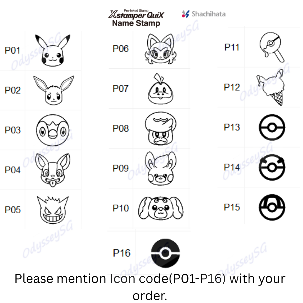 Pokemon Customised Name Stamps for Kids - Fabric Name stamp chop -Water Resistant Pikachu