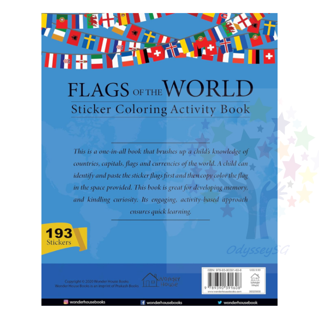 Flags of the World - Sticker Coloring Children Activity Book : Continent, Country, Capital, Language and Currency