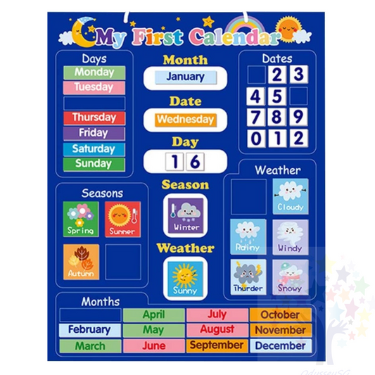 Kids Magnetic Calendar Kit - My First Calendar - 40x32CM - Early Learning