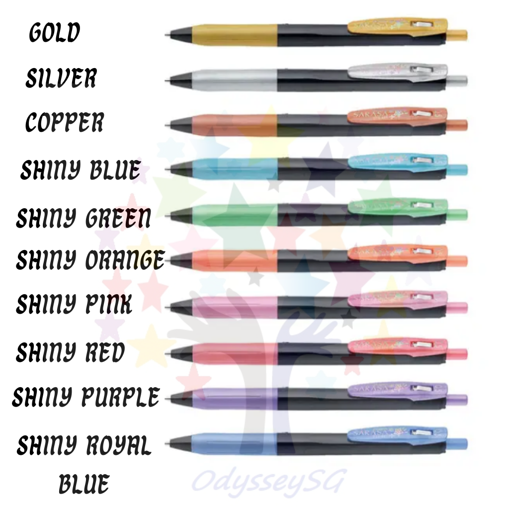 Zebra Sarasa Clip Pen Decoshine 0.5mm - 10 Metallic colors [ 100% Authentic] - Glitter Pens