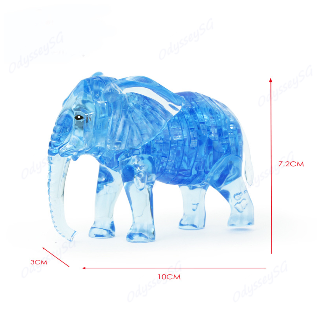 3D Crystal Puzzle - Elephant Blue - 41 Pcs Jigsaw Puzzle 3D Crystal Puzzle - Elephant Blue - 41 Pcs Jigsaw Puzzle