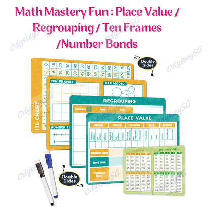 Math Mastery Fun - Wipe clean activity board - Place value / Number bonds / Regrouping / Ten frames