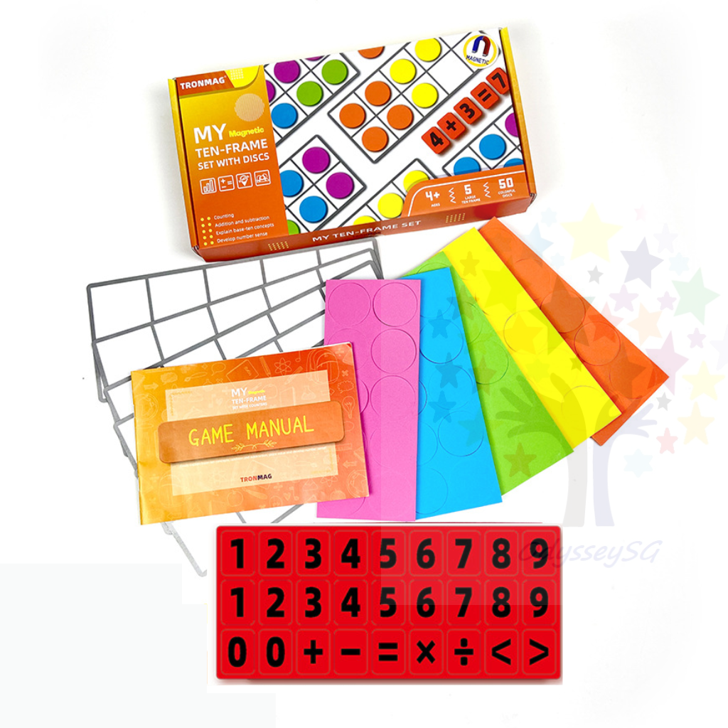 Magnetic Ten Frame Set - Preschool Kindergarten Manipulative Math Counters educational Toy game