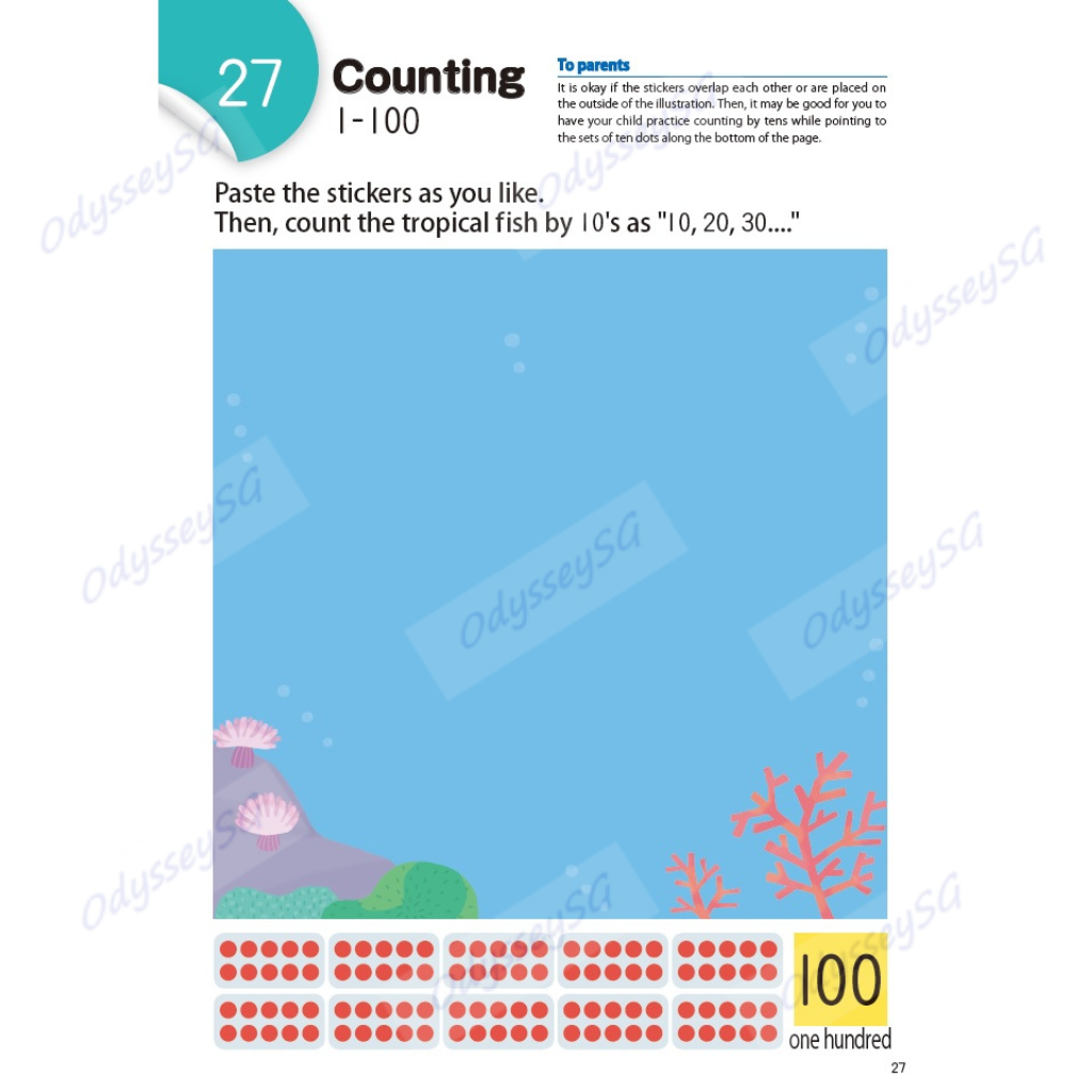 Kumon Counting with Stickers 1-100 - Maths Sticker activity book