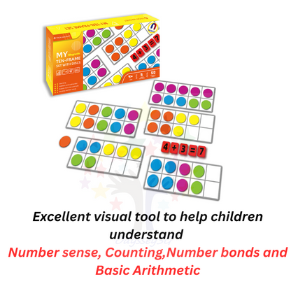 Magnetic Ten Frame Set - Preschool Kindergarten Manipulative Math Counters educational Toy game