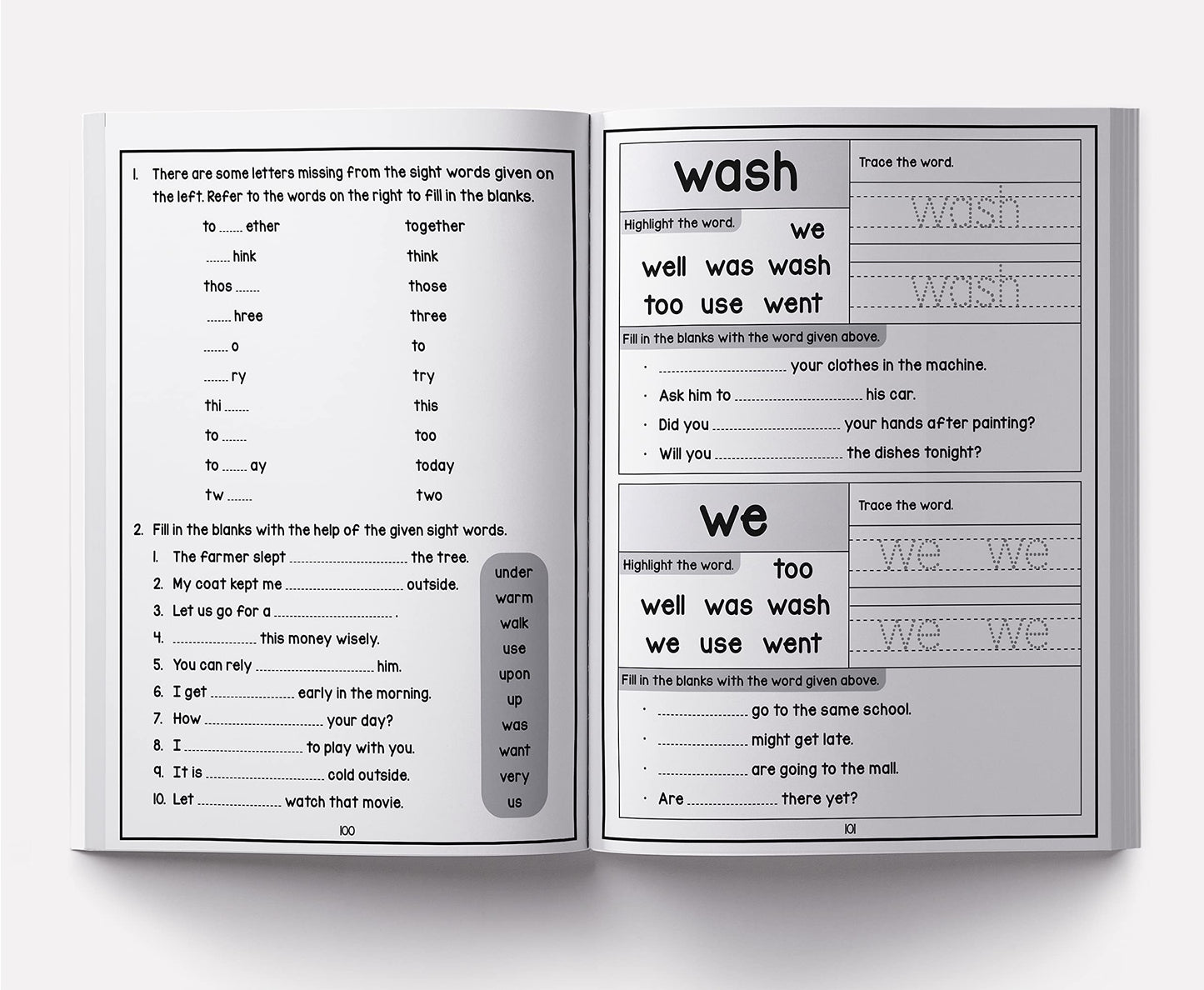 201 Sight Words and Sentences - Reading / Writing Skills -Age 4 and above