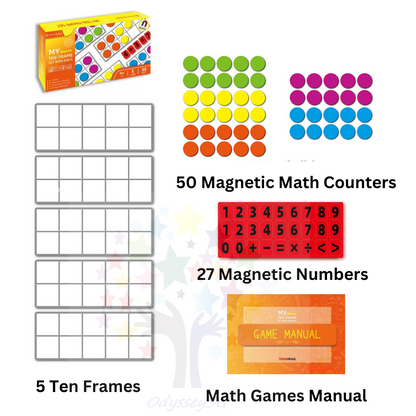 Magnetic Ten Frame Set - Preschool Kindergarten Manipulative Math Counters educational Toy game