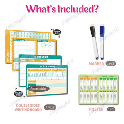 Math Mastery Fun - Wipe clean activity board - Place value / Number bonds / Regrouping / Ten frames