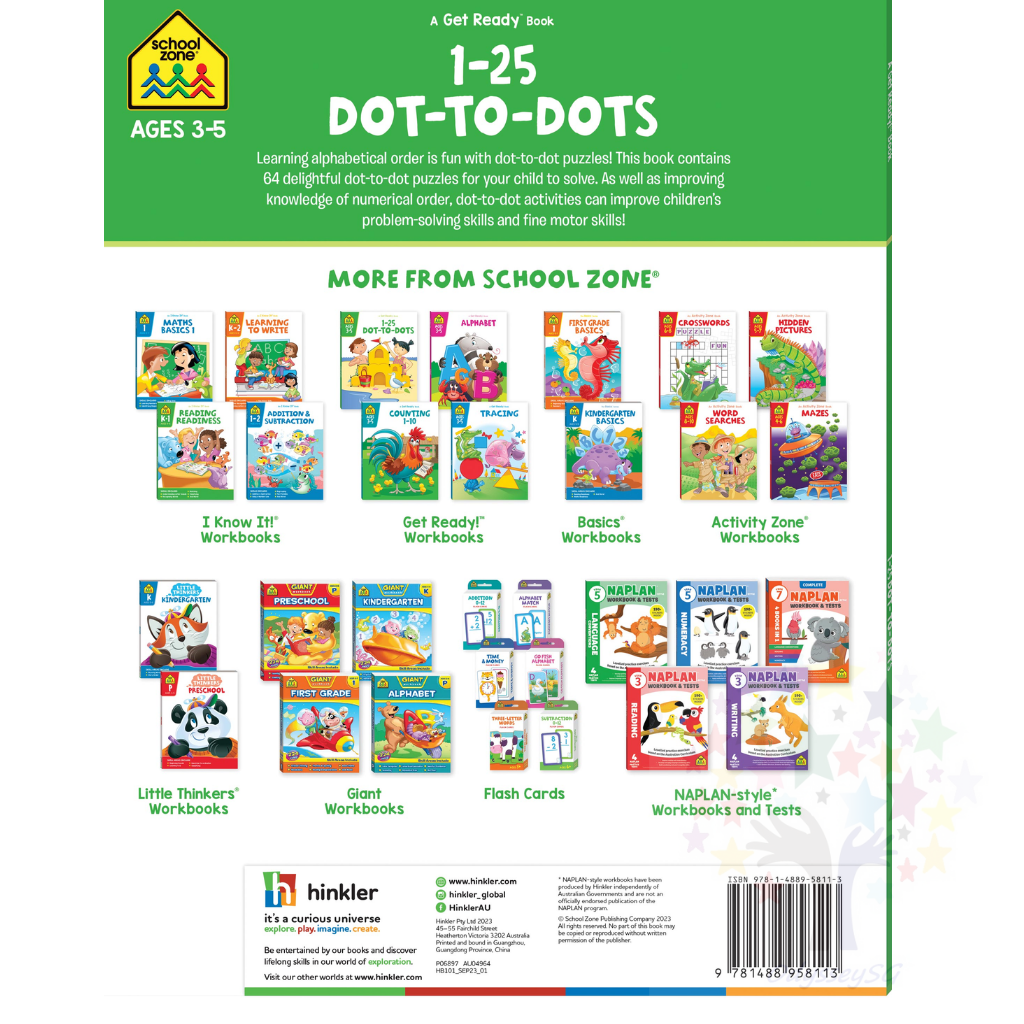 Hinkler Numbers 1-25 Dot To Dots - Children Preschool Activity Book - Age 3-5