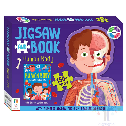 Jigsaw and Book: Human Body - 150 Pcs Shaped Puzzle & 24 Page Sticker Book