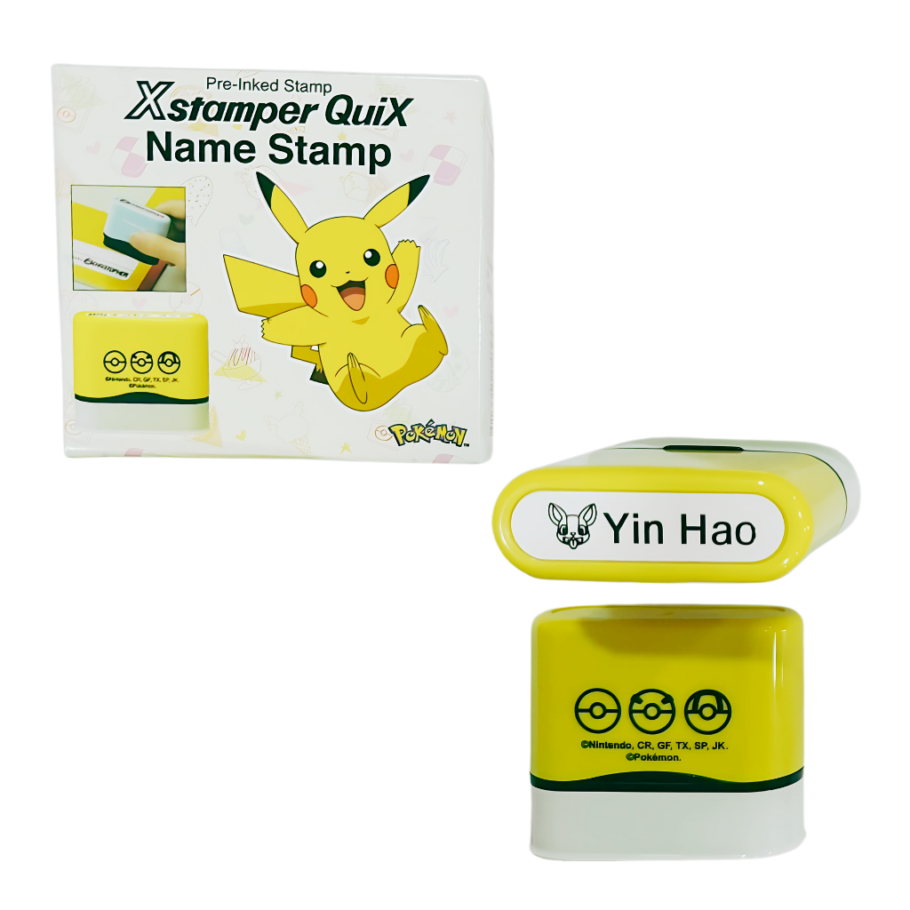 Pokemon Customised Name Stamps for Kids - Fabric Name stamp chop -Water Resistant Pikachu