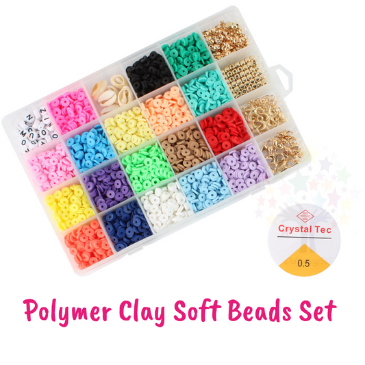 6mm Polymer Clay beads - DIY Bracelet Jewellery Beads kit - 4000 Beads - With Free String