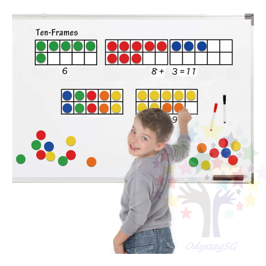 Magnetic Ten Frame Set - Preschool Kindergarten Manipulative Math Counters educational Toy game