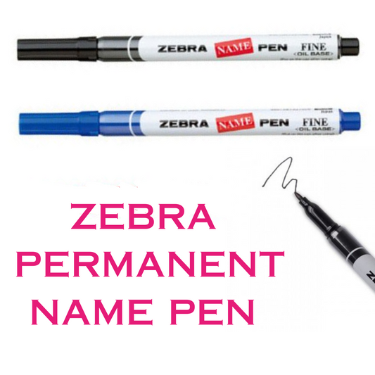 Zebra Permanent Name Pen - Waterproof - 1.2 mm Tip - Blue / Black Ink colours